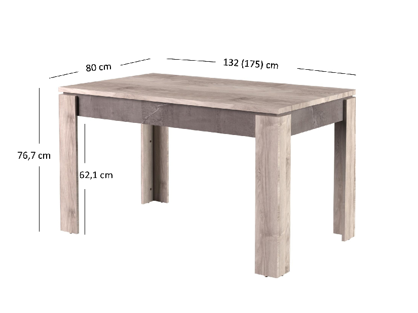 Rozkladací jedálenský stôl Jolene (gaštan nairobi + onyxová) (pre 4 až 6 osôb)