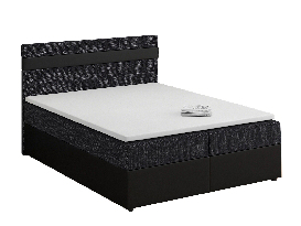 Manželská posteľ  Boxspring 140x200 cm Mimosa melirovaná čierna + čierna) (s roštom a matracom)