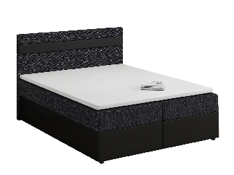 Kontinentálna posteľ 140x200 cm Mimosa Comfort melirovaná čierna + čierna) (s roštom a matracom)