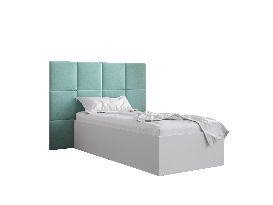Jednolôžková posteľ s čalúneným čelom 90 cm Brittany 4 (biela matná + mätová) (s roštom)