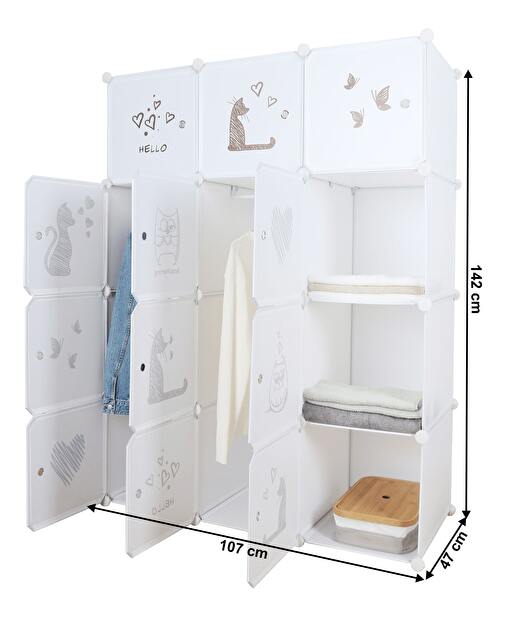 Detská modulárna skriňa Atlas (biela + hnedá) *výpredaj