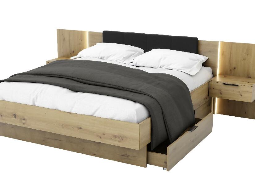 Manželská posteľ 160 cm Lewell (s čelným rámom) (s úl. priestorom) (dub artisan)