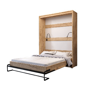 Sklápacia posteľ 90 Cassie (craft zlatý + čierna matná) (vertikálna) (s osvetlením)