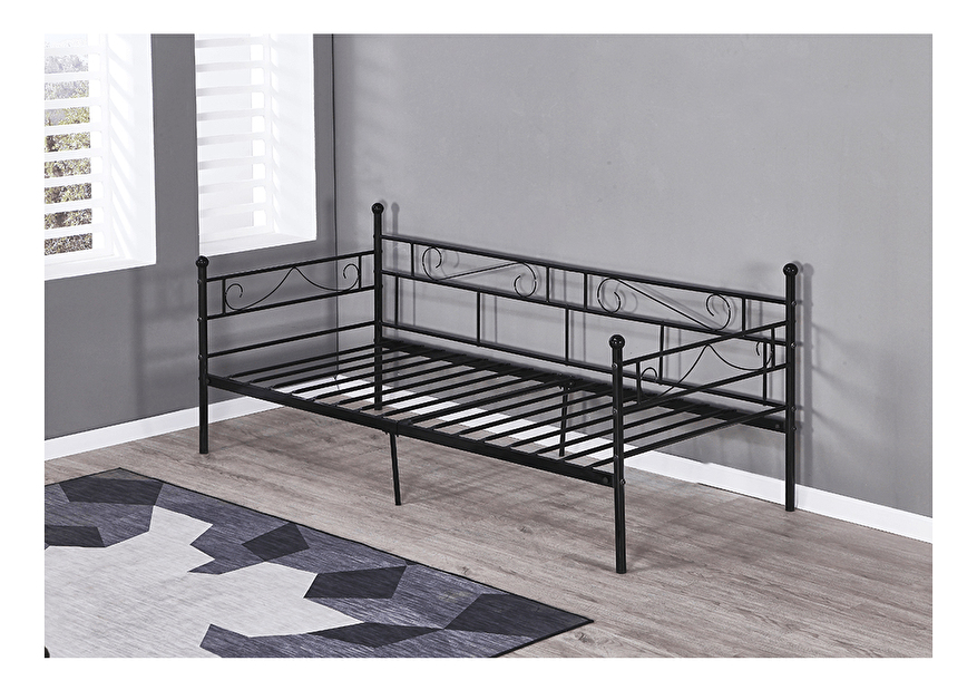 Jednolôžková posteľ 90 cm Rossa (s roštom) (čierna) *výpredaj