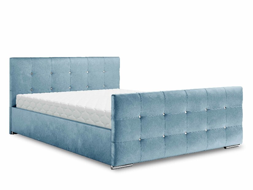 Manželská posteľ 160 cm Darrin (modrá) (s roštom a úložným priestorom)