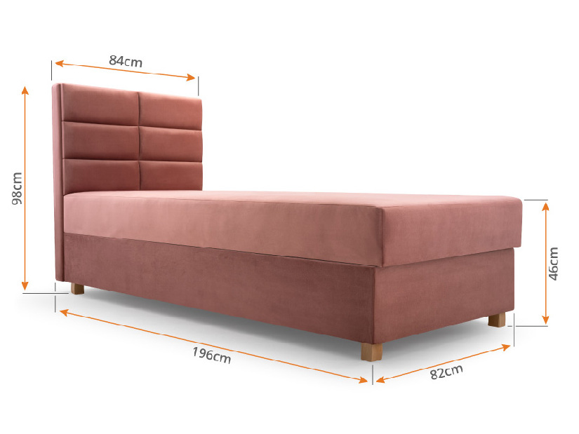 Jednolôžková posteľ 80 cm Picasso I (ružová) (s úl. priestorom a matracom) 