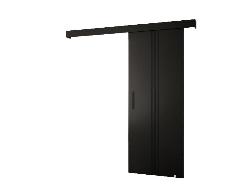 Posuvné dvere 90 cm Sharlene V (čierna matná + čierna matná + čierna)
