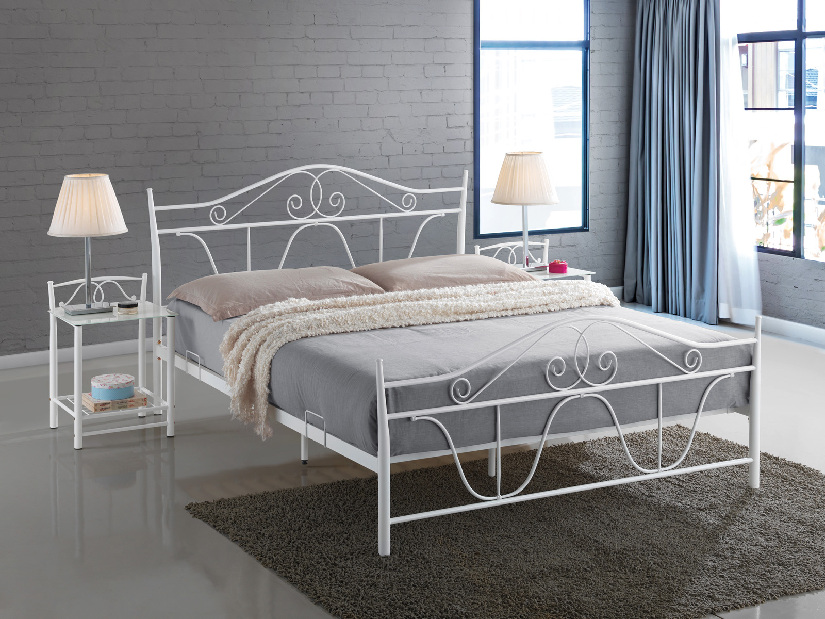 Manželská posteľ 160 cm Delta (biela) (s roštom)