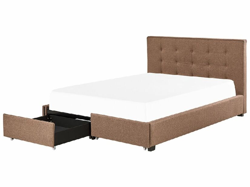 Manželská posteľ 180 cm Rhiannon (hnedá) (s roštom a úložným priestorom)