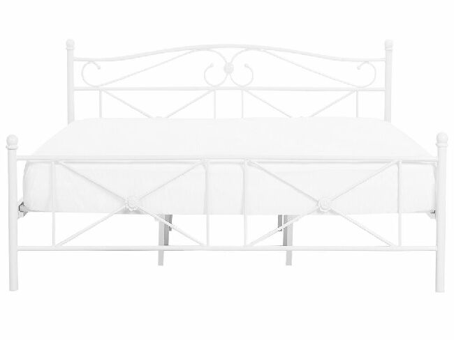 Manželská posteľ 140 cm RANDEZ (kov) (biela) (s roštom)
