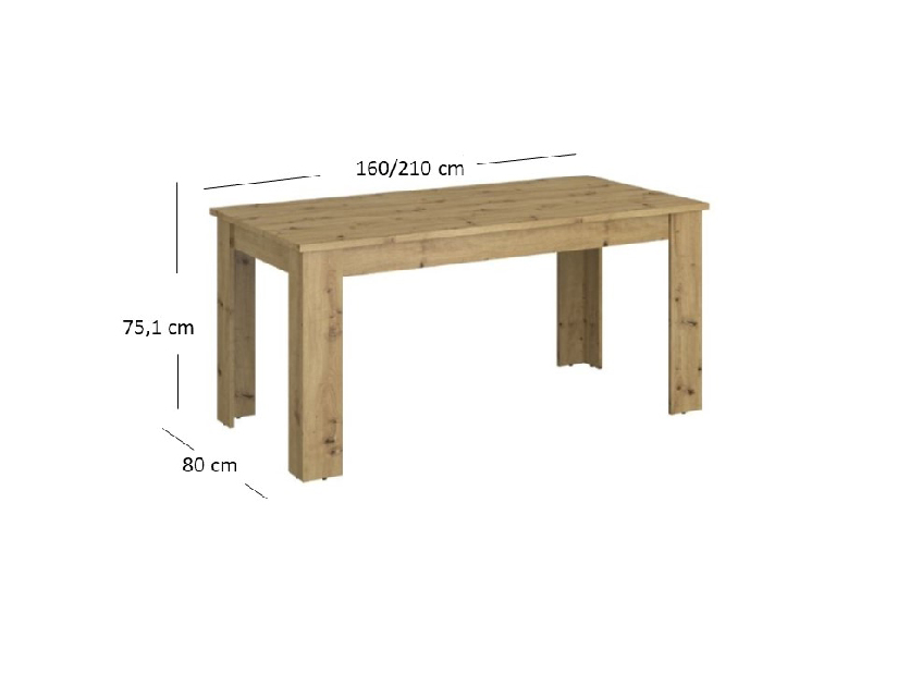 Rozkladací jedálenský stôl Andra (dub artisan) (pre 6 až 8 osôb)