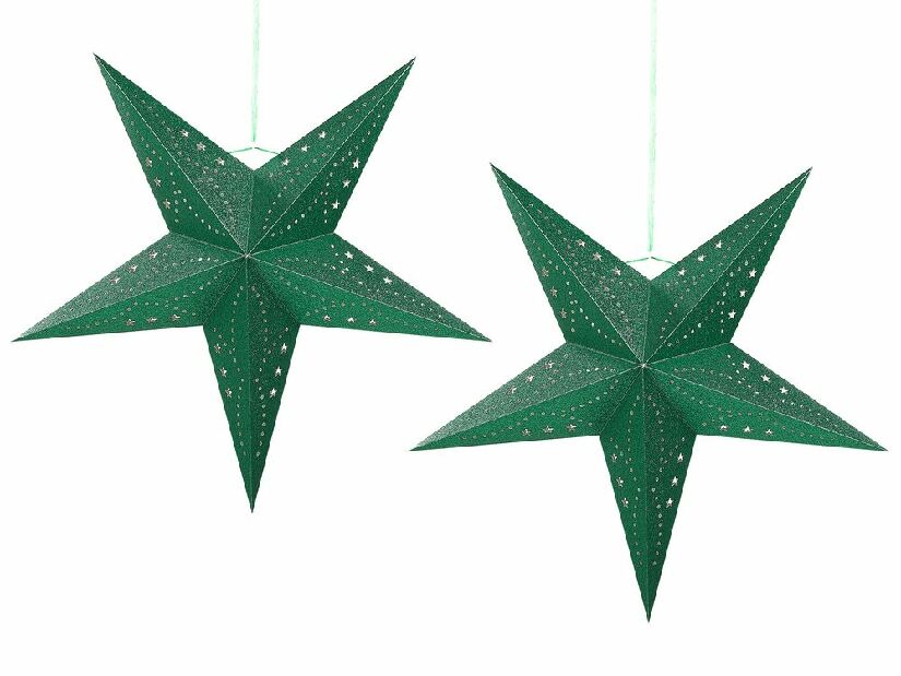Set 2 ks závesných hviezd 60 cm Monti (zelená trblietavá)
