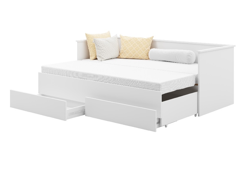 Rozkladacia detská posteľ 200x80-160 cm Henrieta (s roštom a matracom) (biela)
