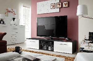 TV stolík/skrinka Beryl 23 ZW B2 (čierna + lesk biely)