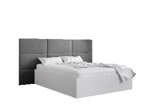 Manželská posteľ s čalúneným čelom 160 cm Brittany 2 (biela matná + sivá) (s roštom)