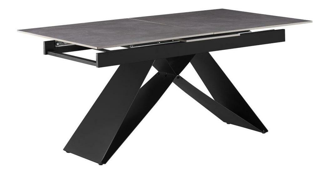 Rozkladací jedálenský stôl 160 MAJOR (betón + čierna) (pre 6-8 osôb)
