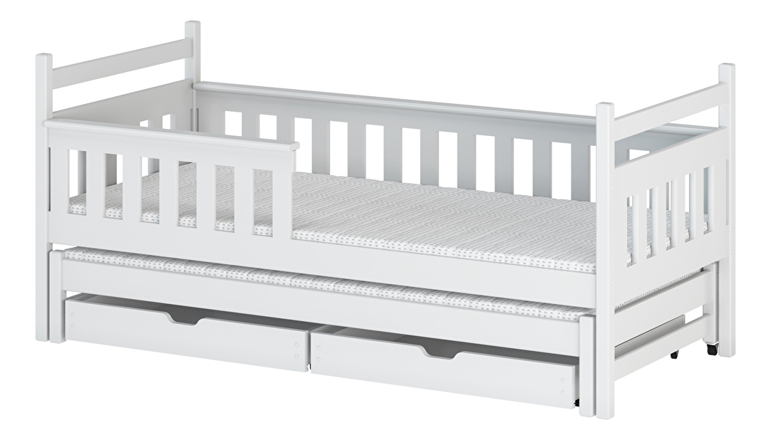 Detská posteľ 80 x 180 cm DORIA (s roštom a úl. priestorom) (biela)