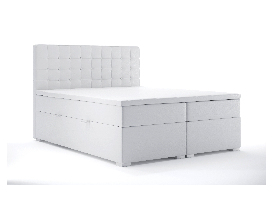 Manželská posteľ Boxspring 180 cm Candy (biela ekokoža)(s úložným priestorom)