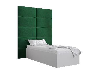 Jednolôžková posteľ s čalúneným čelom 90 cm Brittany 1 (biela matná + zelená) (s roštom)