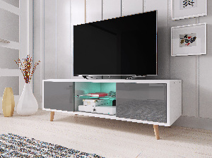TV stolík/skrinka Santos 1 (sivý lesk + biela matná)
