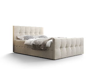 Manželská posteľ Boxspring 140 cm Macheta Comfort (béžová) (s matracom a úložným priestorom)