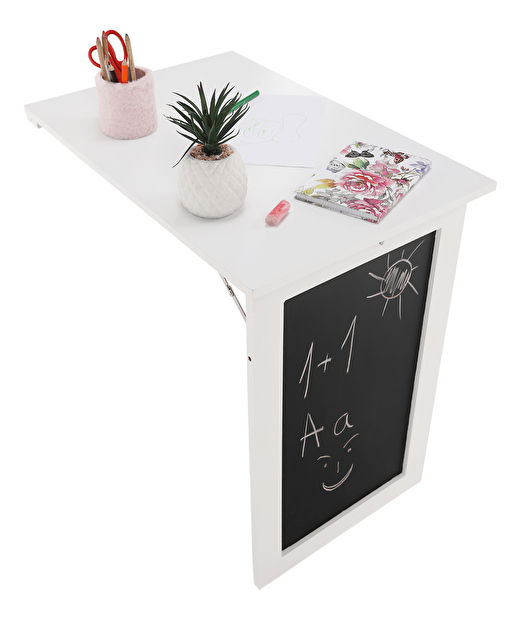 Skladací stôl na stenu s kriedovou tabuľou Zelman (biela)