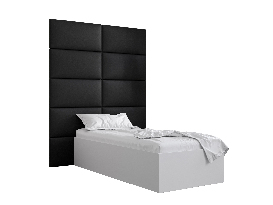 Jednolôžková posteľ s čalúneným čelom 90 cm Brittany 1 (biela matná + čierna) (s roštom)