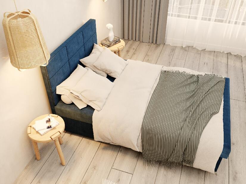 Jednolôžková posteľ 120 cm Picasso II (tmavomodrá) (s úl. priestorom a matracom) 