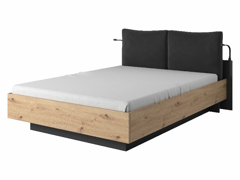 Manželská posteľ 160 cm Nedra (bez matraca a roštu) (dub artisan + antracit)