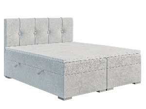 Manželská posteľ Boxspring 140 cm Ruffy (svetlosivá) (s matracom a úl. priestorom)
