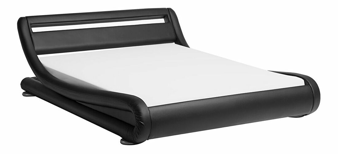 Manželská posteľ 180 cm AVENUE (s roštom a LED osvetlením) (čierna)