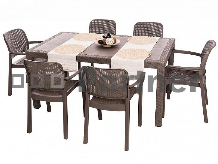 Záhradný stôl Manhattan 165x90cm (cappucino) (um. Ratan)