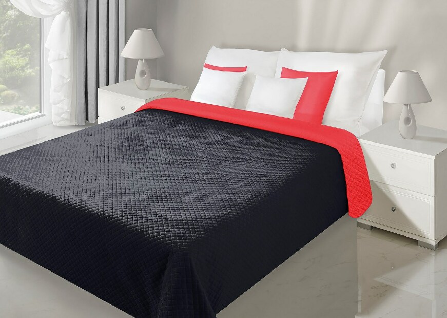 Prehoz na posteľ 260x230cm Filip (červená + čierna)