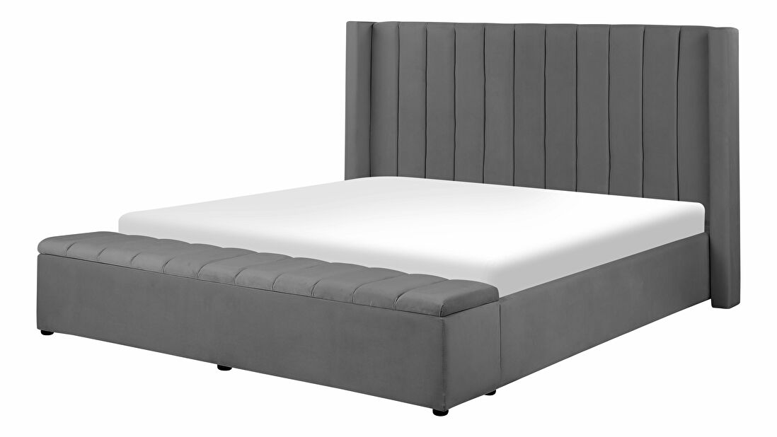 Manželská posteľ 180 cm NAIROBI (textil) (sivá) (s roštom)