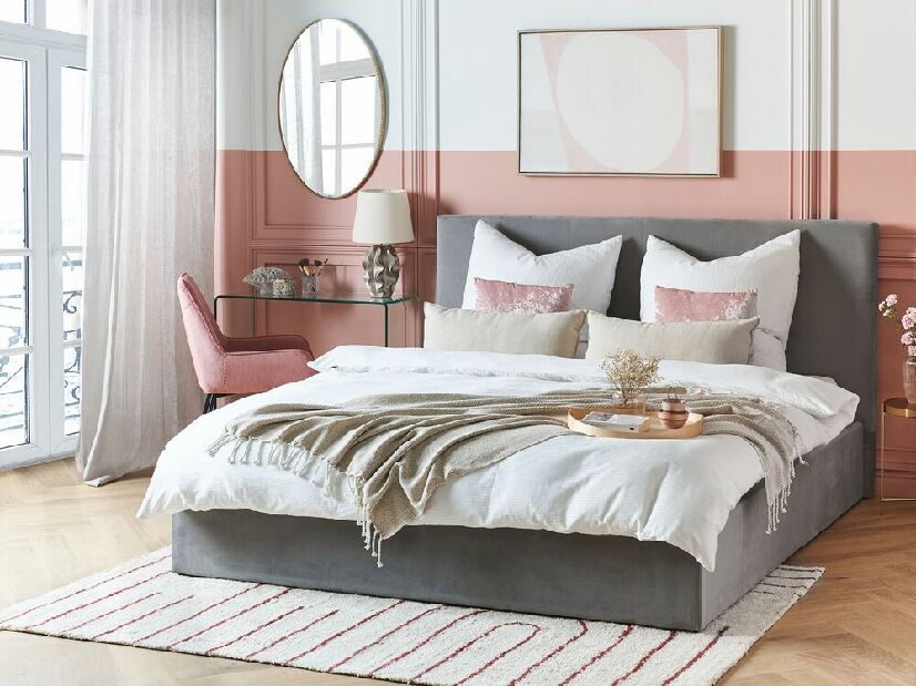 Manželská posteľ 180 cm Lorza (zamatová sivá)