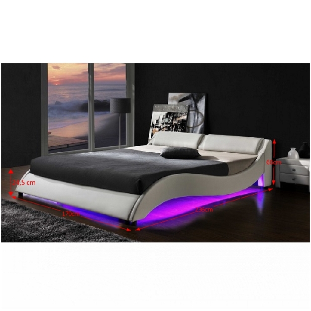 Manželská posteľ 160 cm Pascale (s roštom a LED) *výpredaj