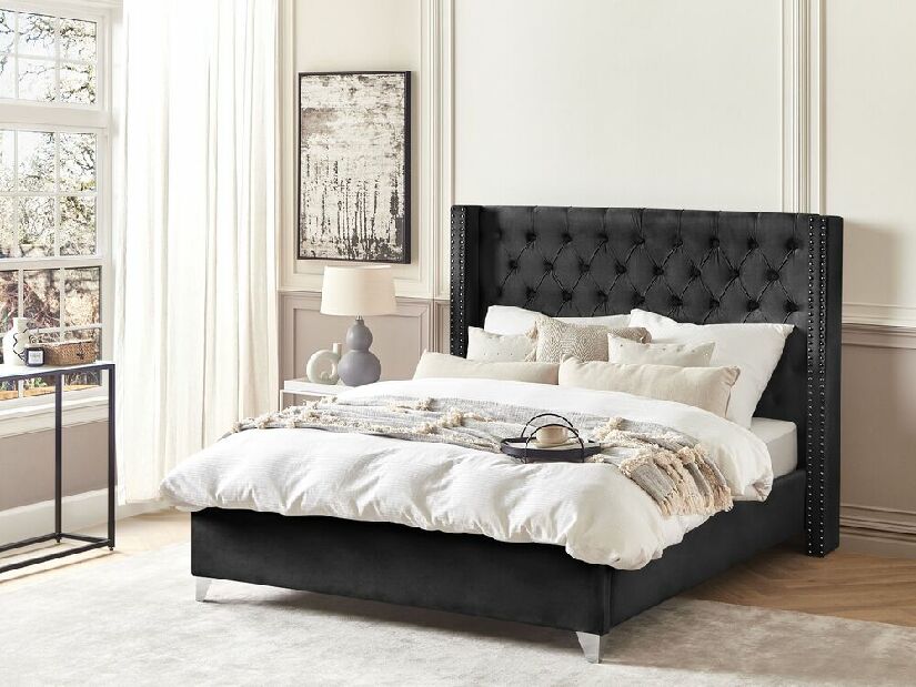 Manželská posteľ 160 cm Lubbka (čierna) (s roštom)