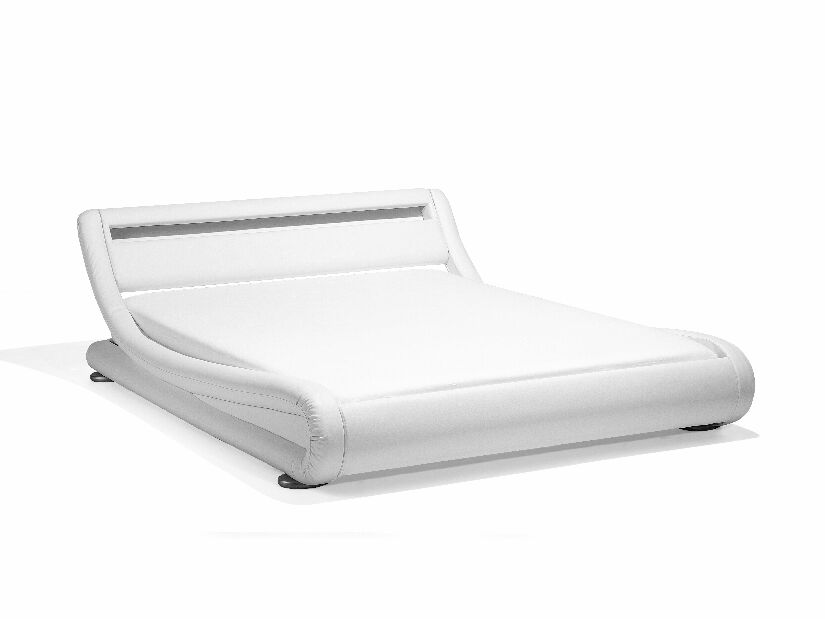 Manželská posteľ 140 cm AVENUE (s roštom a LED osvetlením) (biela) *výpredaj