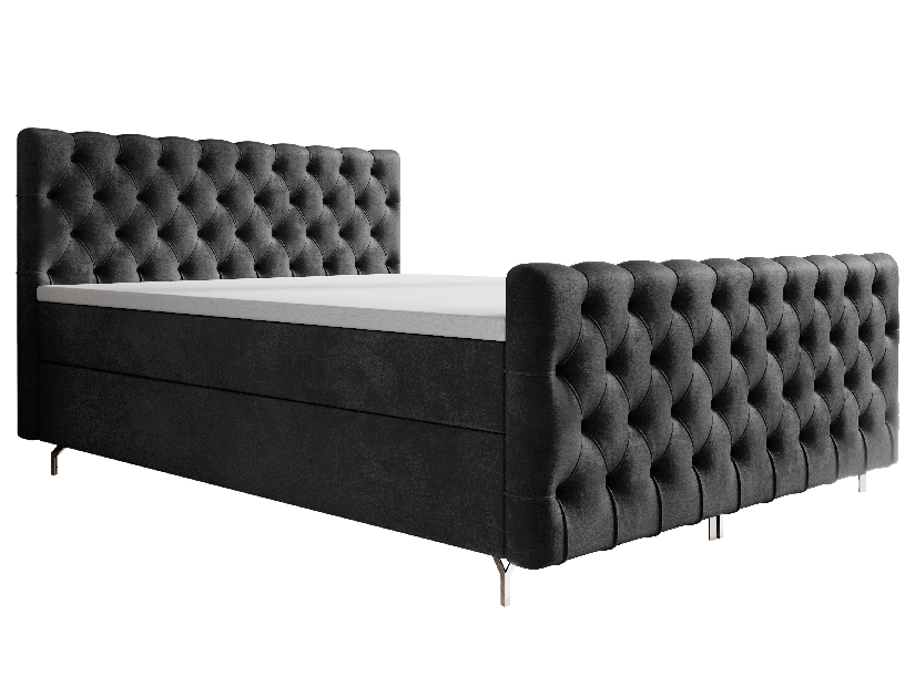 Manželská posteľ 180 cm Clinton Comfort (čierna) (s roštom, s úl. priestorom)