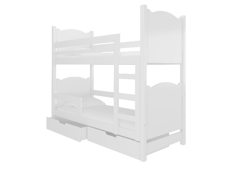 Poschodová detská posteľ 180x75 cm Marryann (s roštom a matracom) (biela)