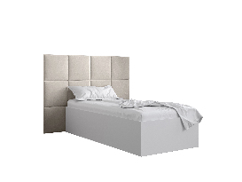 Jednolôžková posteľ s čalúneným čelom 90 cm Brittany 4 (biela matná + krémová) (s roštom)