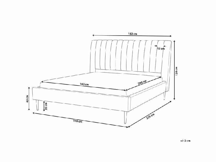 Manželská posteľ 160 cm MASALA (textil) (sivá) (s roštom)