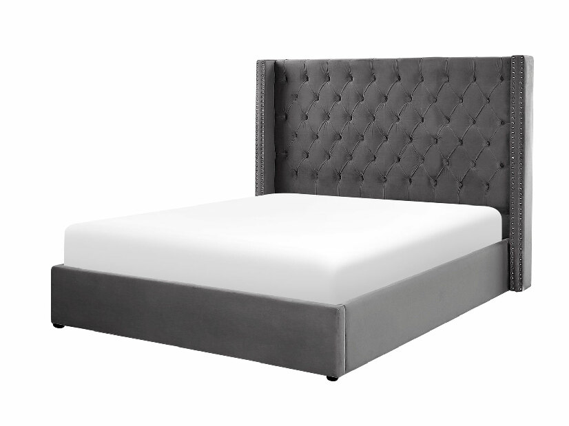 Manželská posteľ 160 cm LUBECK (polyester) (šedá) (s roštom) *výpredaj