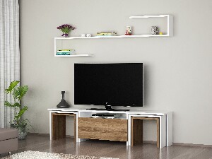 TV stolík/skrinka Eglo (Biela + Orech)