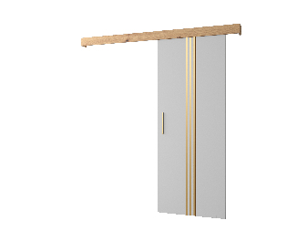 Posuvné dvere 90 cm Sharlene V (biela matná + dub artisan + zlatá)