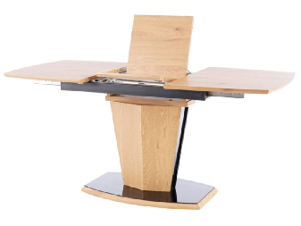 Rozkladací jedálenský stôl 120-160 cm Hastly (dub + čierna) (pre 4 až 6 osôb)