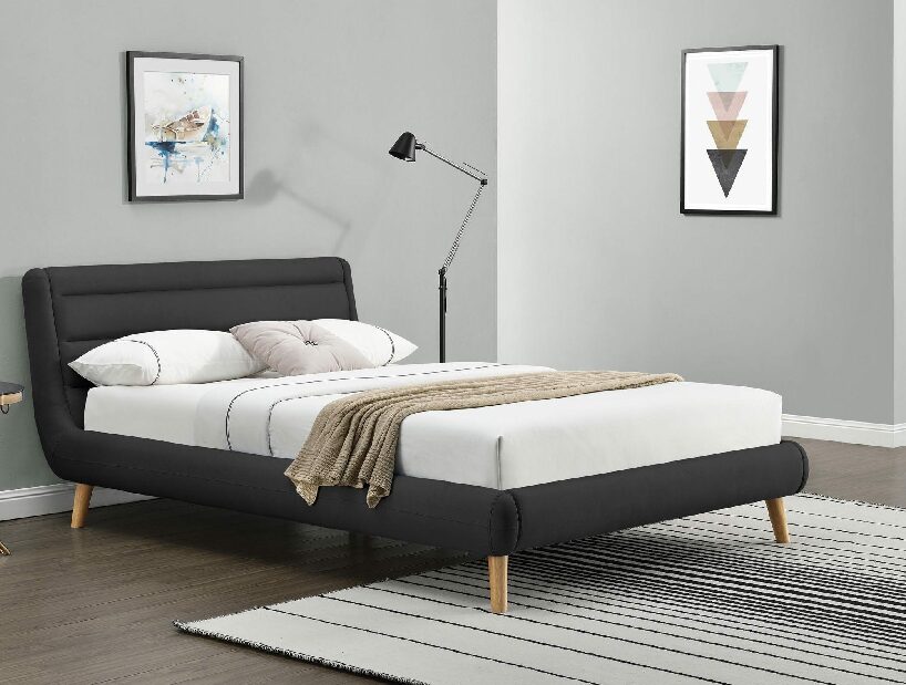 Manželská posteľ 140 cm Elanda (tmavo sivá) (s roštom)