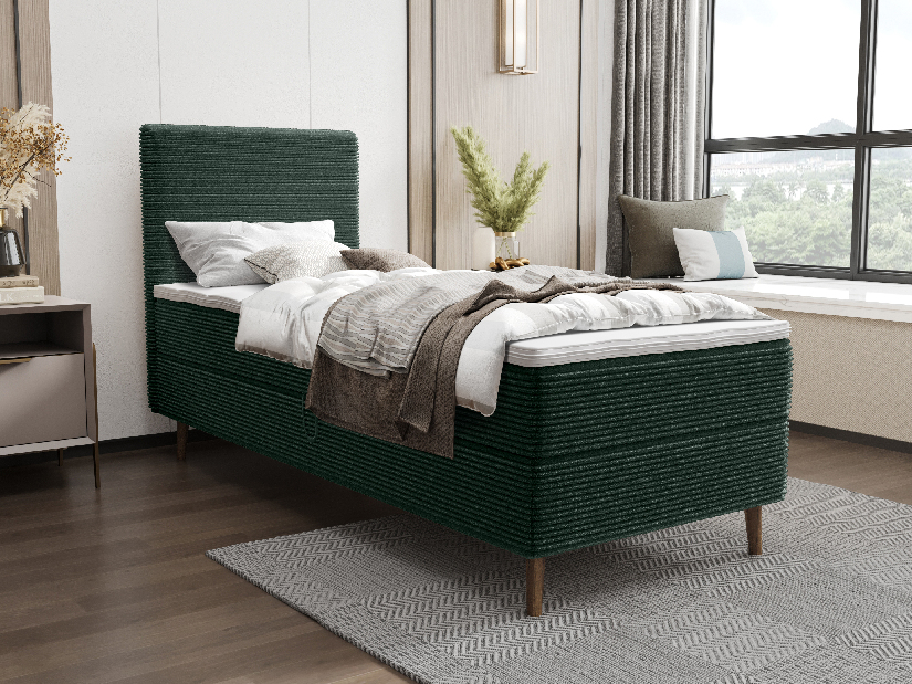 Jednolôžková posteľ 80 cm Napoli Comfort (zelená) (s roštom, bez úl. priestoru)