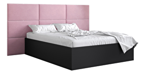 Manželská posteľ s čalúneným čelom 160 cm Brittany 2 (čierna matná + ružová) (s roštom)