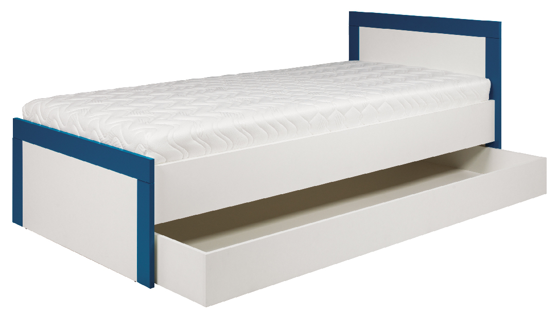 Jednolôžková posteľ 90 cm Twin TW 13 (tyrkysová + biela matná)